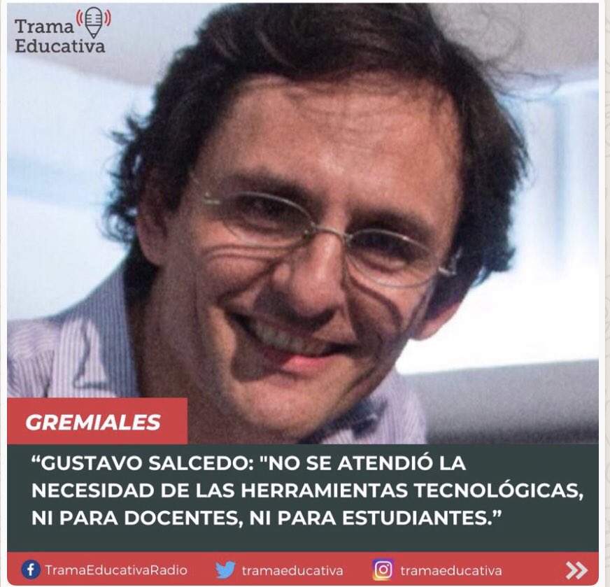 Entrevista al Cro <a href="/gustavofsalcedo/">Gustavo F. Salcedo</a> , Sec Gremial Provincial en <a href="/TramaEducativa/">Trama Educativa</a> 

tramaeducativa.ar/?p=8814
