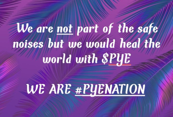 DevMinimah's tweet photo. Substance brings more message than mere hype.. $PYE #CREAMPYE #PYENATION WE ARE HERE FOR THE TOP
#CHARITY
#PYESWAP
#PYECHART
#AUGUMENTREALITY
#NFTMARKETPLACE
@CoinMarketCap @coingecko @Shopify
#CEXDEX
ππ
Only if you can see the written on the wall https://t.co/mfDW2EskYs