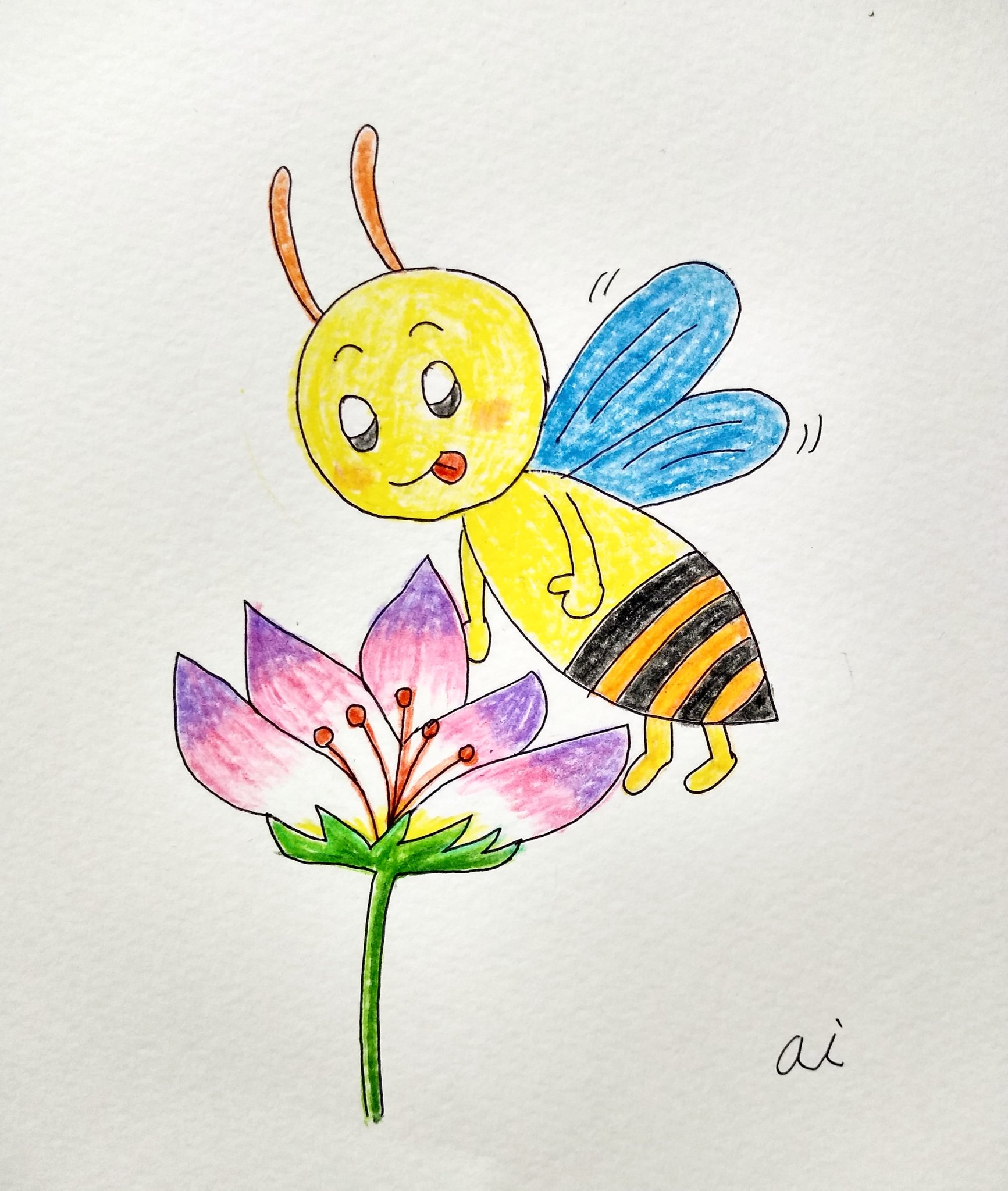 あい ストックイラスト チラシ作成 5月日は世界ミツバチデー 日本は3月8日ですね 5月日 今日は何の日 世界ミツバチデー ミツバチ イラスト イラストグラム イラストレーター 色鉛筆イラスト 色鉛筆画 ゆるかわイラスト ほんわかイラスト