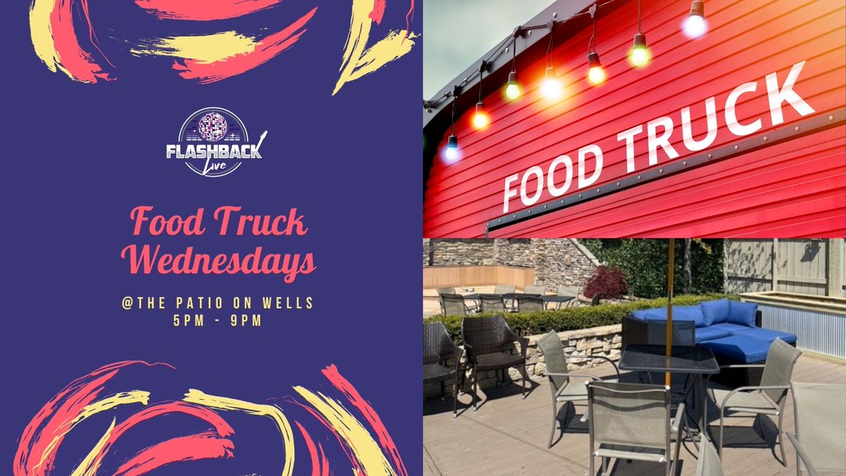 Come join us out at The Patio On Wells for Food Truck Night! The patio is open 5pm – 9pm today for drinks and seating, and it’s open tomorrow at the same time for appetizers, drinks, and live music!

#ThePatioOnWells #FoodTruckWednesdays