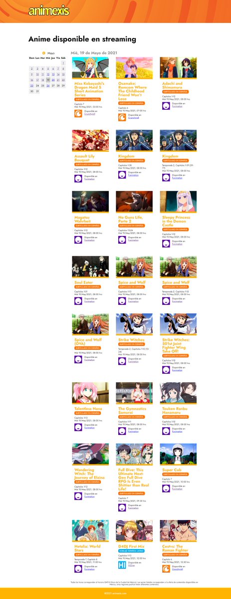 Animexis's tweet photo. El día de hoy @funimationmx trae mas de una docena de series, incluyendo el viaje de Elaina, Soul Eater, Talentless Nana, Strike Witches, las temporadas 1 y 2 de Kingdom, etc. Detalles de series y capítulos en https://t.co/5db4Gqcfxy https://t.co/qDA3ofXJFh