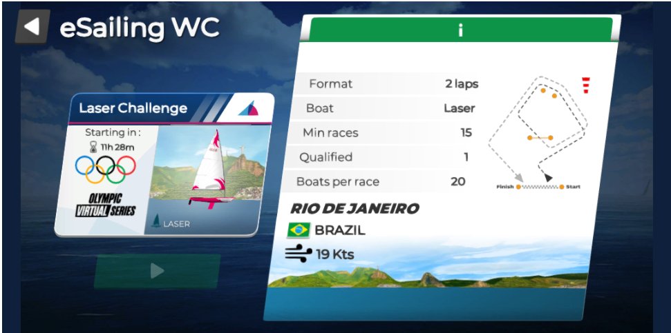 Olympics and eSports go arm in arm with <a href="/VirtualRegatta/">Virtual Regatta</a>: Inshore, you can play the first official eSWC event in Laser (olympic sailing class since 1996) for free ! Good luck to everyone, stay breezy sailors!
virtualregatta.com/en/inshore-gam… 

#OlympicVirtualSeries #sailing #eSports #vri