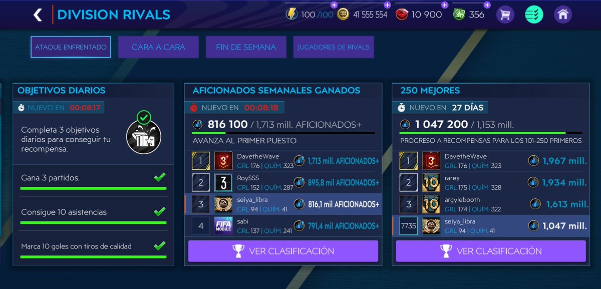 SeiyaLibraGamer's tweet photo. Nada mal las recompensas por quedar entre los 19 mejores en ambos modos 🥳🥳🥳🥳
#CAC #VsAttack https://t.co/EVTlugNf8k