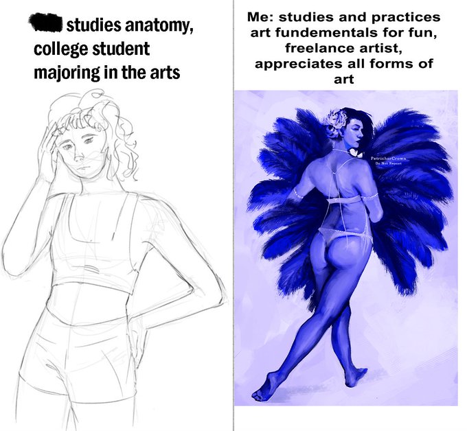 Not everything is about anatomy. Anatomy and other fundamentals are tools to use and manipulate to achieve different things. I didn't attend art school but surely an appreciation for artistic license should be one of the first things they teach? 
Also all art styles are valid https://t.co/1GWsp2I1v1 
