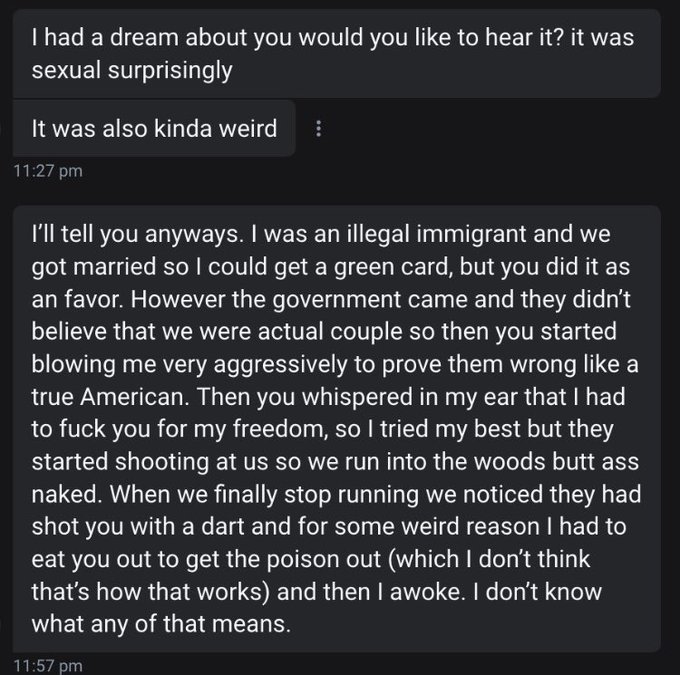 if you ever have a sex dream about me you are contractually obligated to subscribe to my onlyfans and