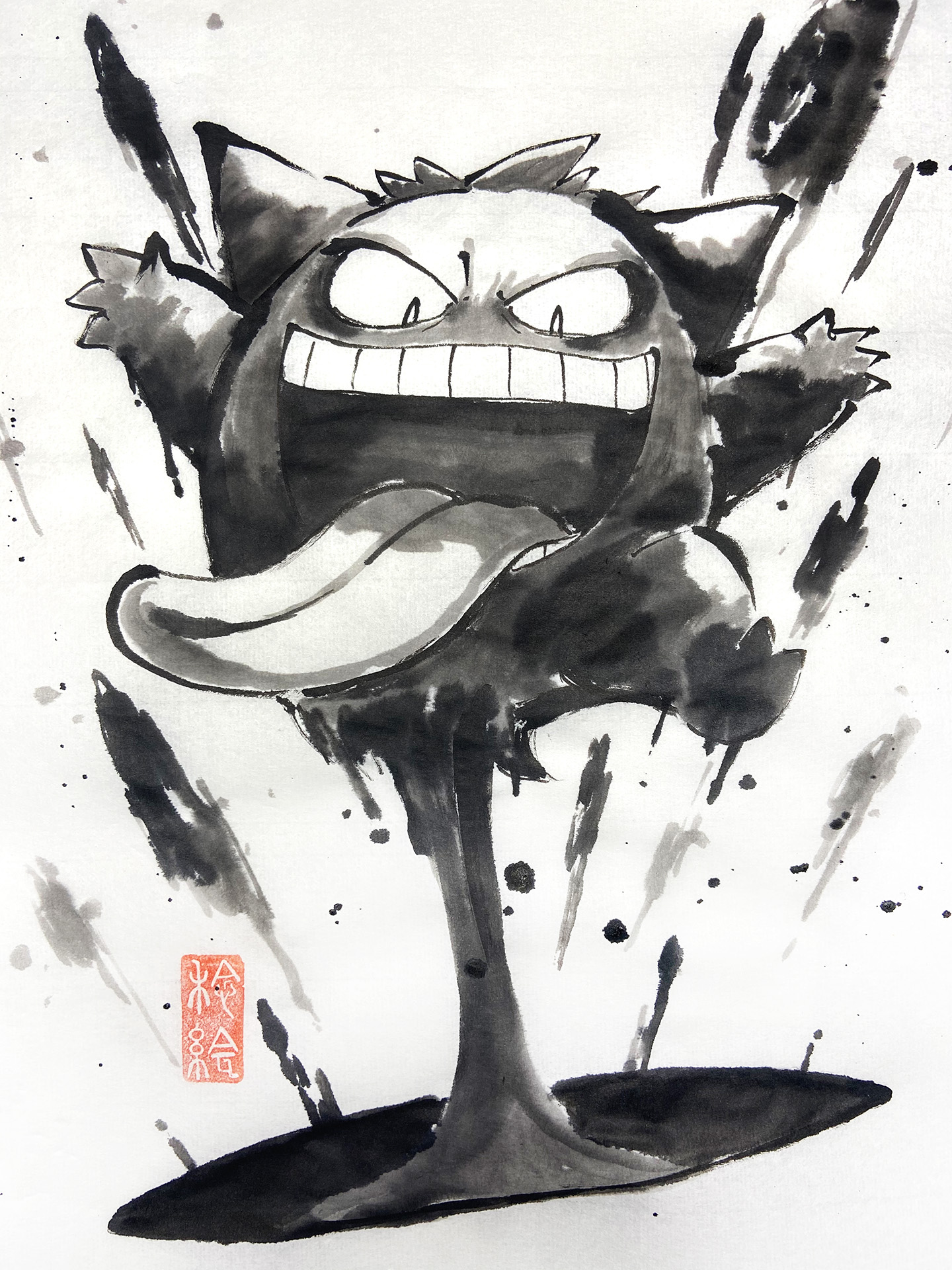 水墨絵師 じんかい 画像を4枚晒したらrtがきてフォロワーがぶわーって増えると聞いて モンハンとポケモン 水墨画やっとります
