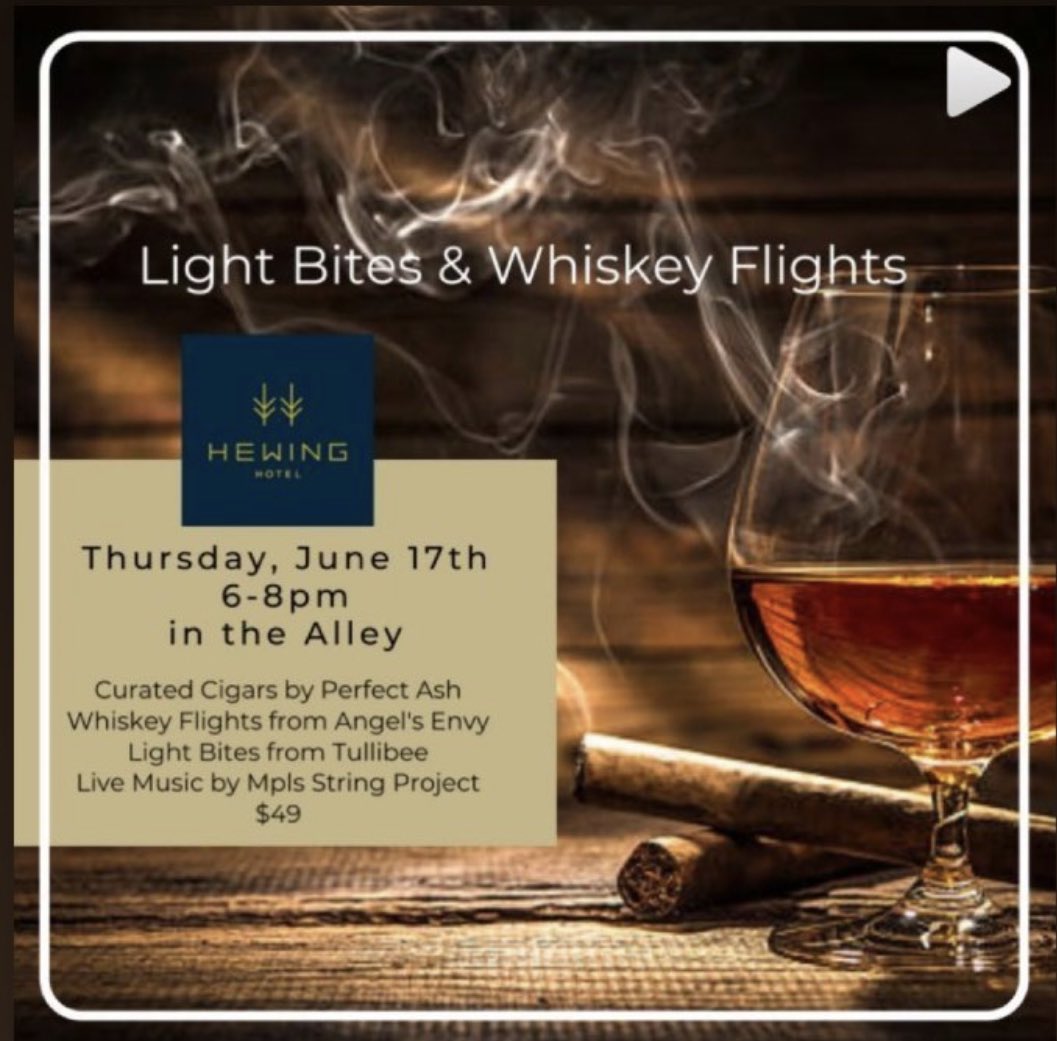 If you missed the 1st Smoke Show at the @HewingHotel , make sure you don’t miss out on the second one! Few tables are still available #whiskeyandcigars #cigarevents
