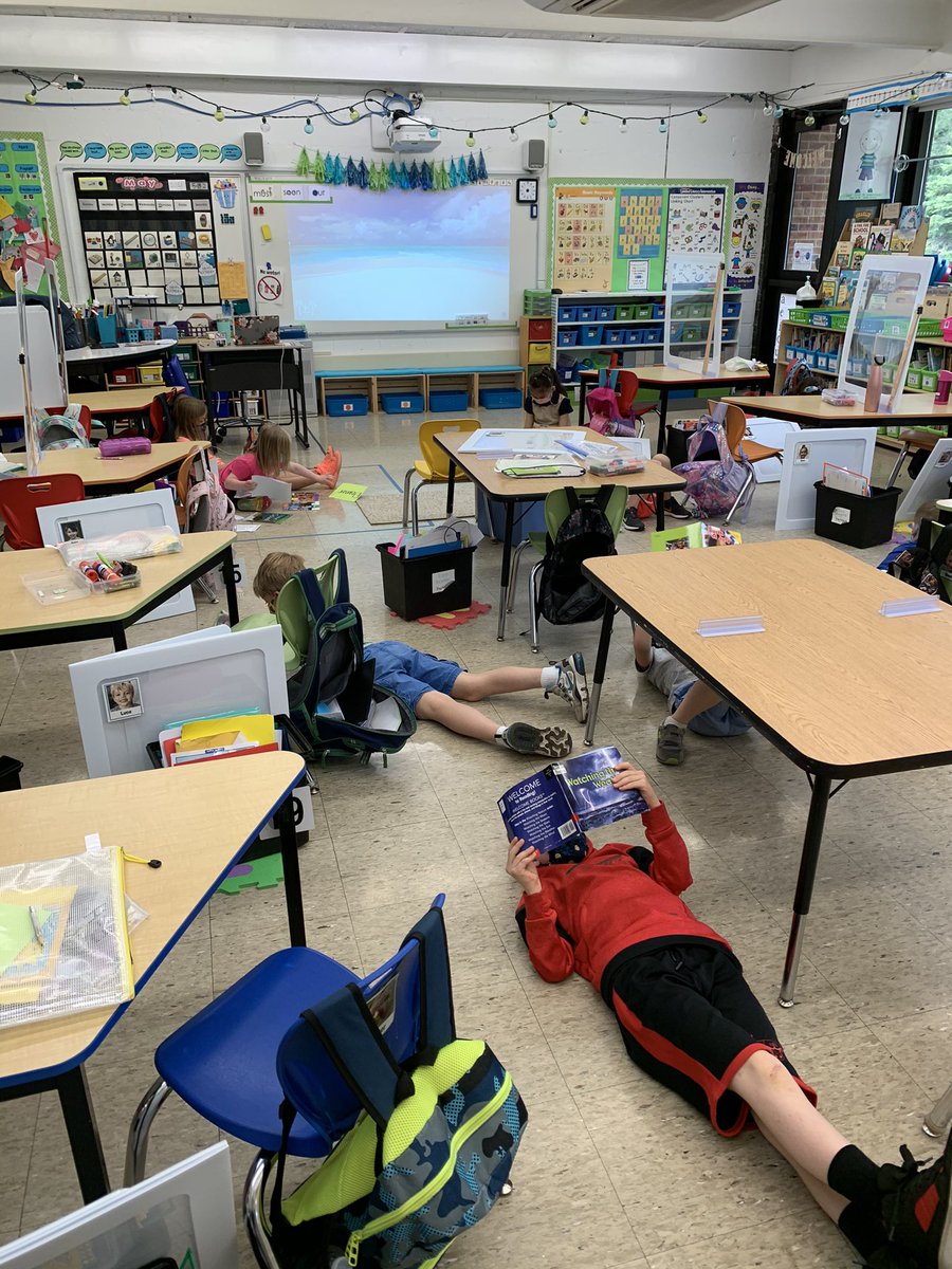 We didn’t let the rain damped “read outside day.” We just brought the outside into our classroom and read at the beach. #wal109 #engage109