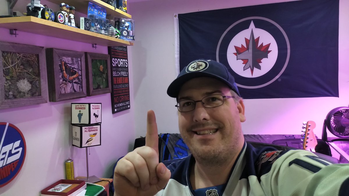 xthat_guyx's tweet photo. All the way from Mississauga,  there's a #whiteout in the #mancave. Im all ready to cheer on the @NHLJets  #GoJetsGo https://t.co/tfWvVrlDtj
