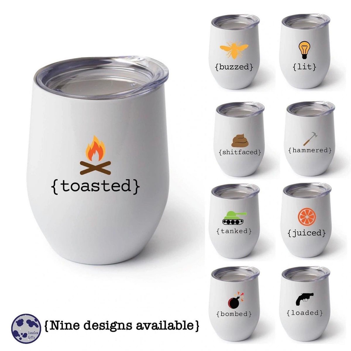 These stainless tumblers are perfect for fire pit season! They come with lids so they won’t shatter all over your patio or get bugs in them. Get yours at lunaseagifts.com 

#etsyseller #shopsmall #winetumblers #giftideas