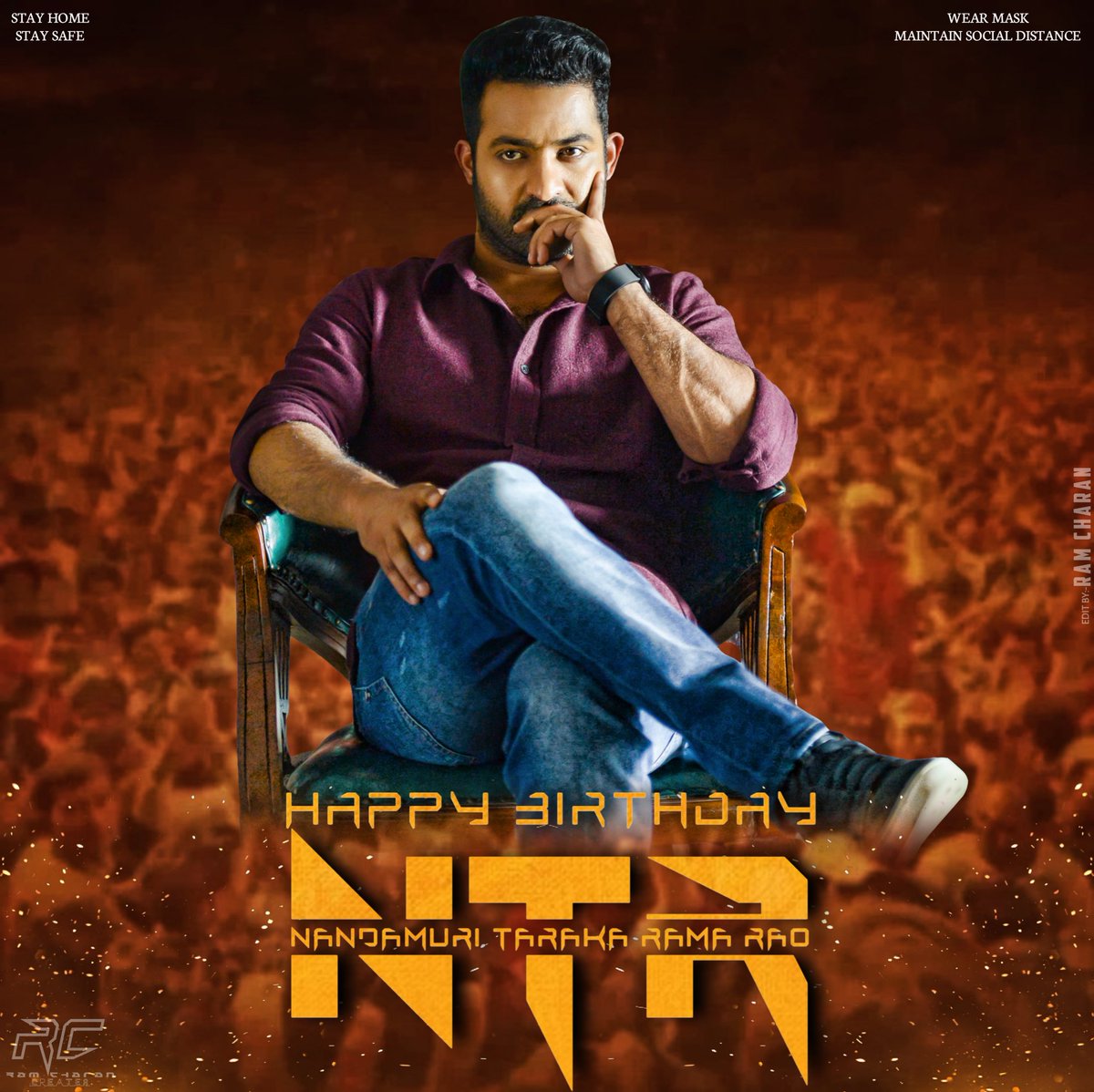 __ram_charan__'s tweet photo. Happy Birthday Young Tiger @tarak9999 Anna ♥️
#HappyBirthdayTarak #HappyBirthdayNTR
#StayHome #StaySafe #MaintainSocialDistance #WearMask 
Edit By:- @__ram__charan__

#Bheem #JrNTR #RRR #Tarak #RamaRao https://t.co/ajxtyikMD7