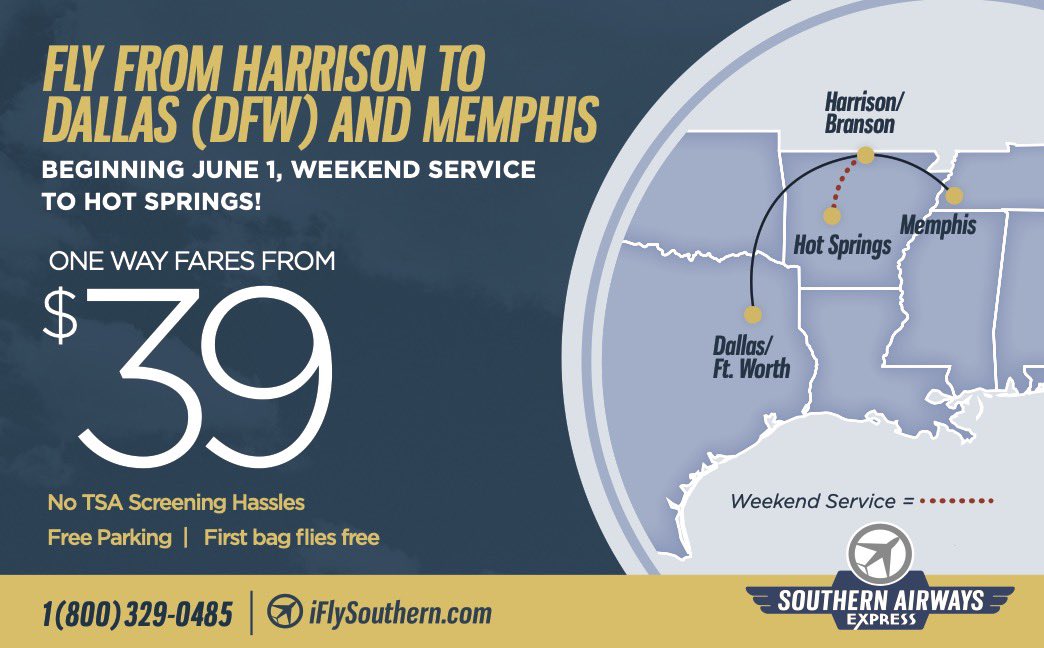 FlyHro's tweet photo. Avoid the reroute to Memphis, forget about the I-40 Bridge. Fly #iflysouthern #flyhro https://t.co/o2SidiU9Kt