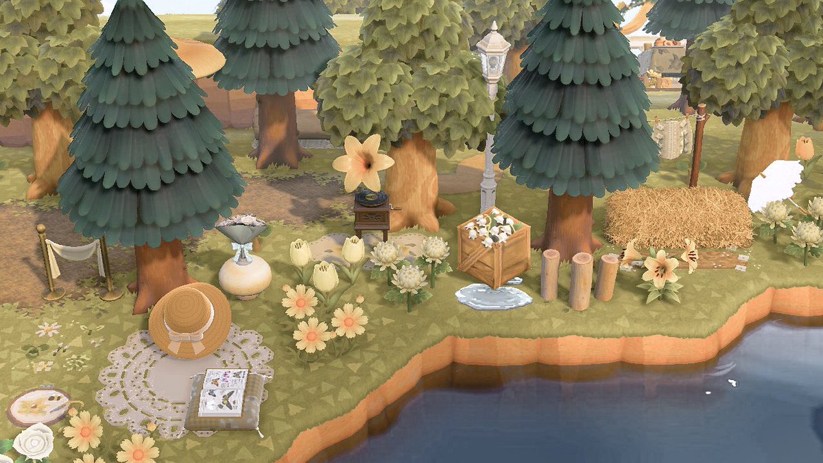 mushtwigs's tweet image. after going back and forth with this theme and taking a break, this is a wip area i&apos;m surprisingly happy with 🌿

🏷preset: fresh milk tea by faesprout
#acnh #animalcrossing
