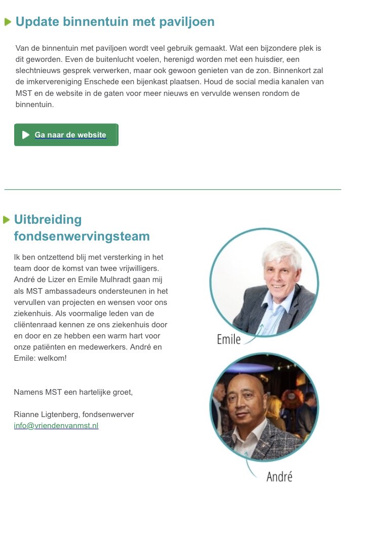 Niet alle genezingsprocessen en/ of initiatieven om voor patiënten het ondergaan van een aandoening te verzachten worden betaald door zorgverzekeraars. 
Daarom is er ‘Vrienden van MST’!