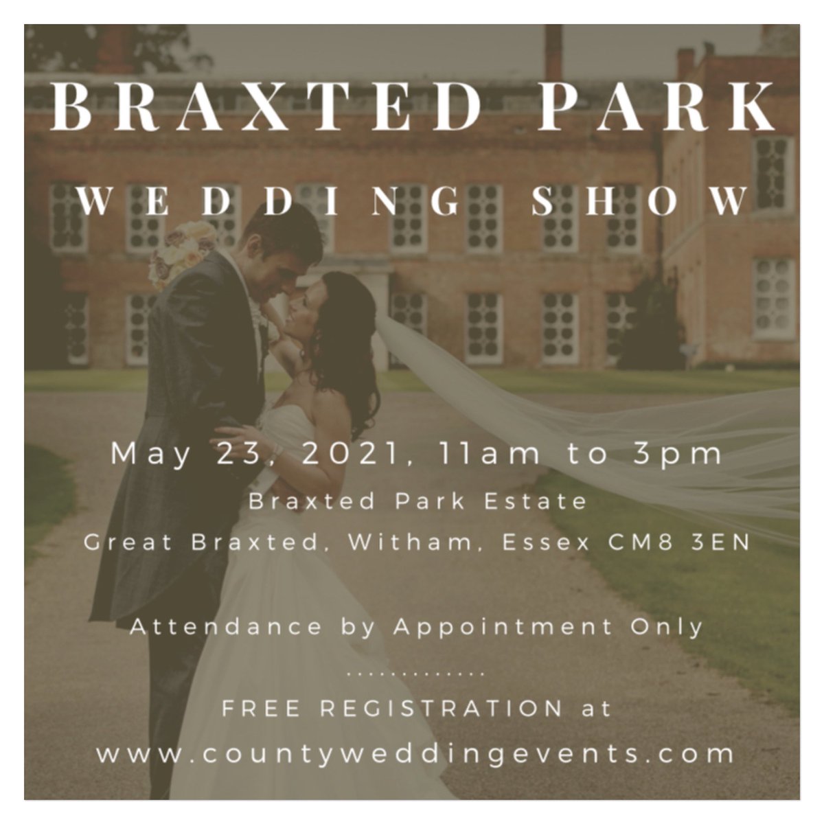 We will be at Braxsted Park Estate on May 23rd for the Braxsted Park wedding show! 👰🏻 Don’t forget to register for FREE as this is a ‘by appointment only’ event! 
We can’t wait to see you. #weddingshow #weddinghour #may #braxsted