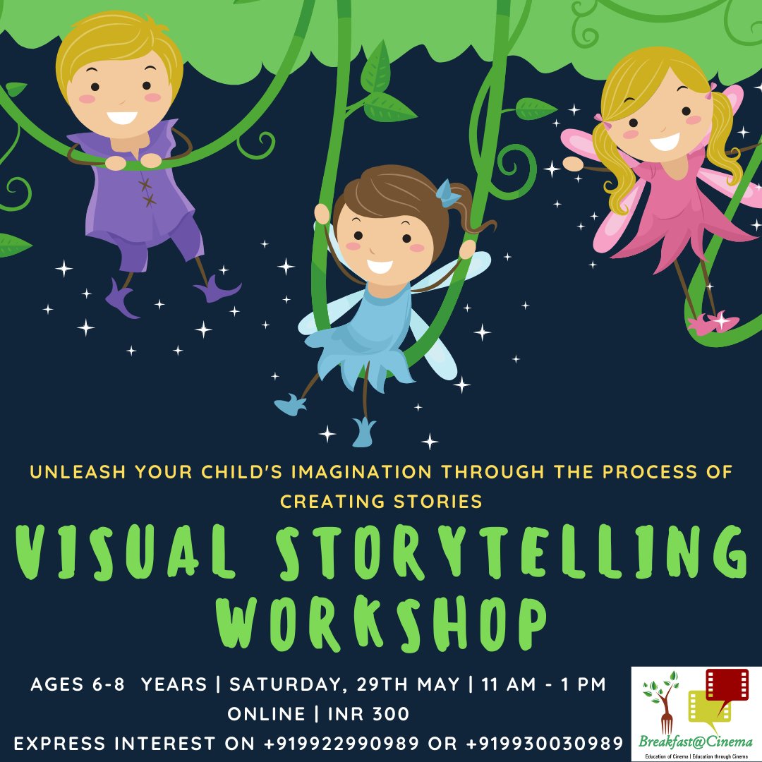 BreakfastAtCine's tweet photo. #Children are born #storytellers with boundless enthusiasm to create worlds unseen and tales not heard before. #Register them for our 𝗩𝗶𝘀𝘂𝗮𝗹 𝗦𝘁𝗼𝗿𝘆𝘁𝗲𝗹𝗹𝗶𝗻𝗴 𝗪𝗼𝗿𝗸𝘀𝗵𝗼𝗽 to help them explore and fortify this skill.
#learningfromcinema #storytelling #workshop https://t.co/5piDrf6mEN