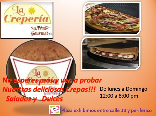 PlazaExhibimex's tweet photo. ¡Prueba la gran variedad de sabores en tus #crepas y no te quedes sin las tuyas en @LaCreperiaLPCh aquí en @PlazaExhibimex! https://t.co/LuAxIU8tYJ