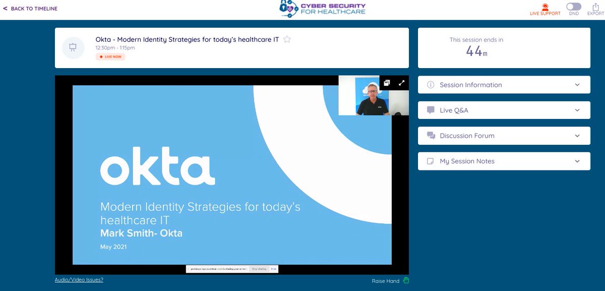 Tune in NOW to the LIVE Cyber Security for Healthcare Online Event to join Mark Smith, Customer Identity and Access Management Specialist at <a href="/okta/">Okta</a> as he explores how to strengthen cyber security without sacrificing the patient experience --> lnkd.in/gGmCSY9