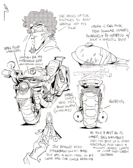 some thoughts on joe's bike!! i really love drawing tech shit but i never do it so this was delightful
.
.
heavily referenced from these official model sheets https://t.co/4uQthOrla4 and research help from this reddit thread https://t.co/qc8oZCNmG3
.
.
#メガロボクス #MEGALOBOX 