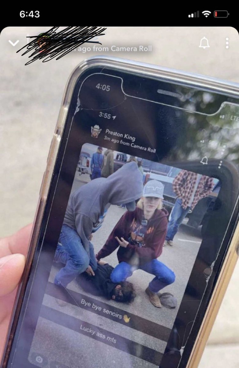 _Marah02_'s tweet photo. I cannot believe it is thought of to be okay to post anything regarding something so serious, these three kids decided to post a  picture regarding the tragic incident that occurred in Minnesota. One of the parents sent this email to Mead High School’s administrators. https://t.co/bEbRwH613Y