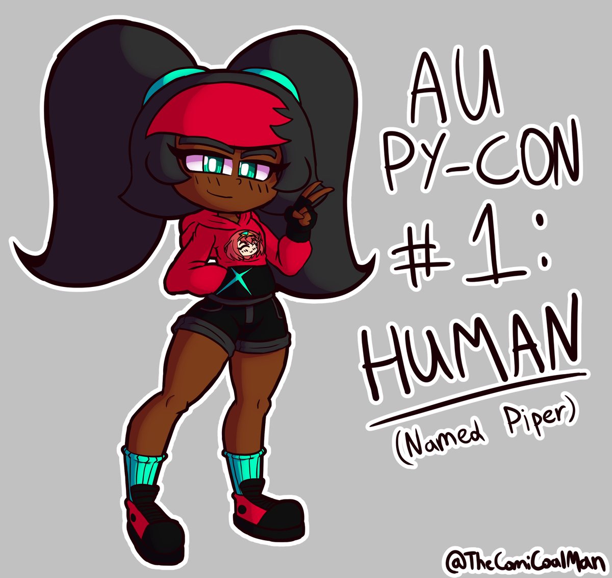 TheComiCoalMan's tweet image. I'm gonna draw Py-Con in a bunch of different styles! First on the list is Human!Py-con, a.k.a, Piper!