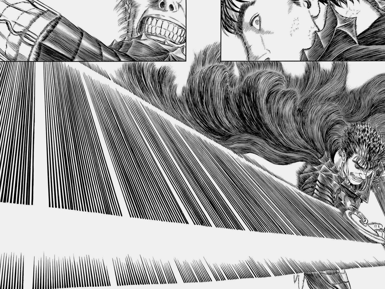 さめぱ 三浦建太郎作品 好きなところをあえて1つ挙げるなら ぶった斬る 描写が世界一気持ち良いとこなんだよな 作家によって描き込みすぎがスピード感を削ぐ方に出てしまうこともあるけど ベルセルク は過剰な描き込みまでもが重さや速度を伝える
