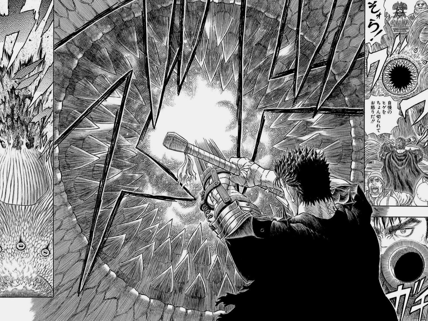 さめぱ 三浦建太郎作品 好きなところをあえて1つ挙げるなら ぶった斬る 描写が世界一気持ち良いとこなんだよな 作家によって描き込みすぎがスピード感を削ぐ方に出てしまうこともあるけど ベルセルク は過剰な描き込みまでもが重さや速度を伝える