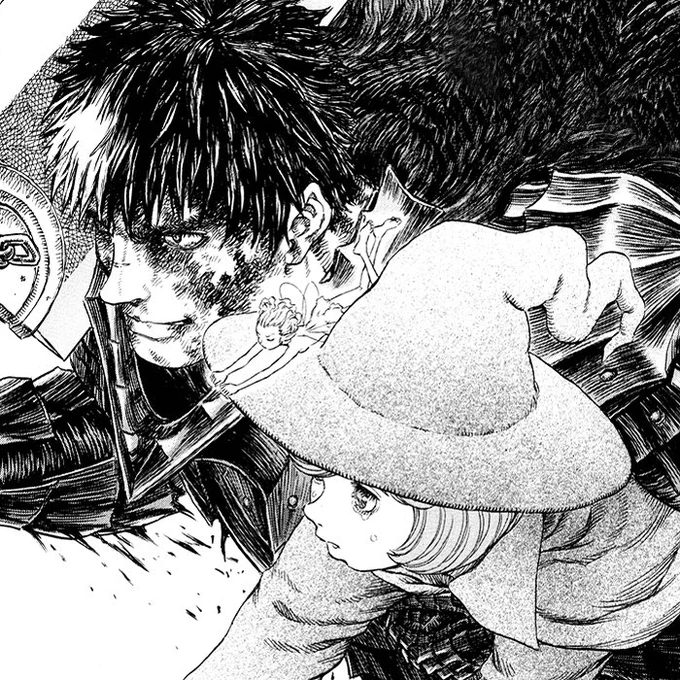 these drawings of guts and schierke were some of my favorites 😢 RIP kentaro miura 
