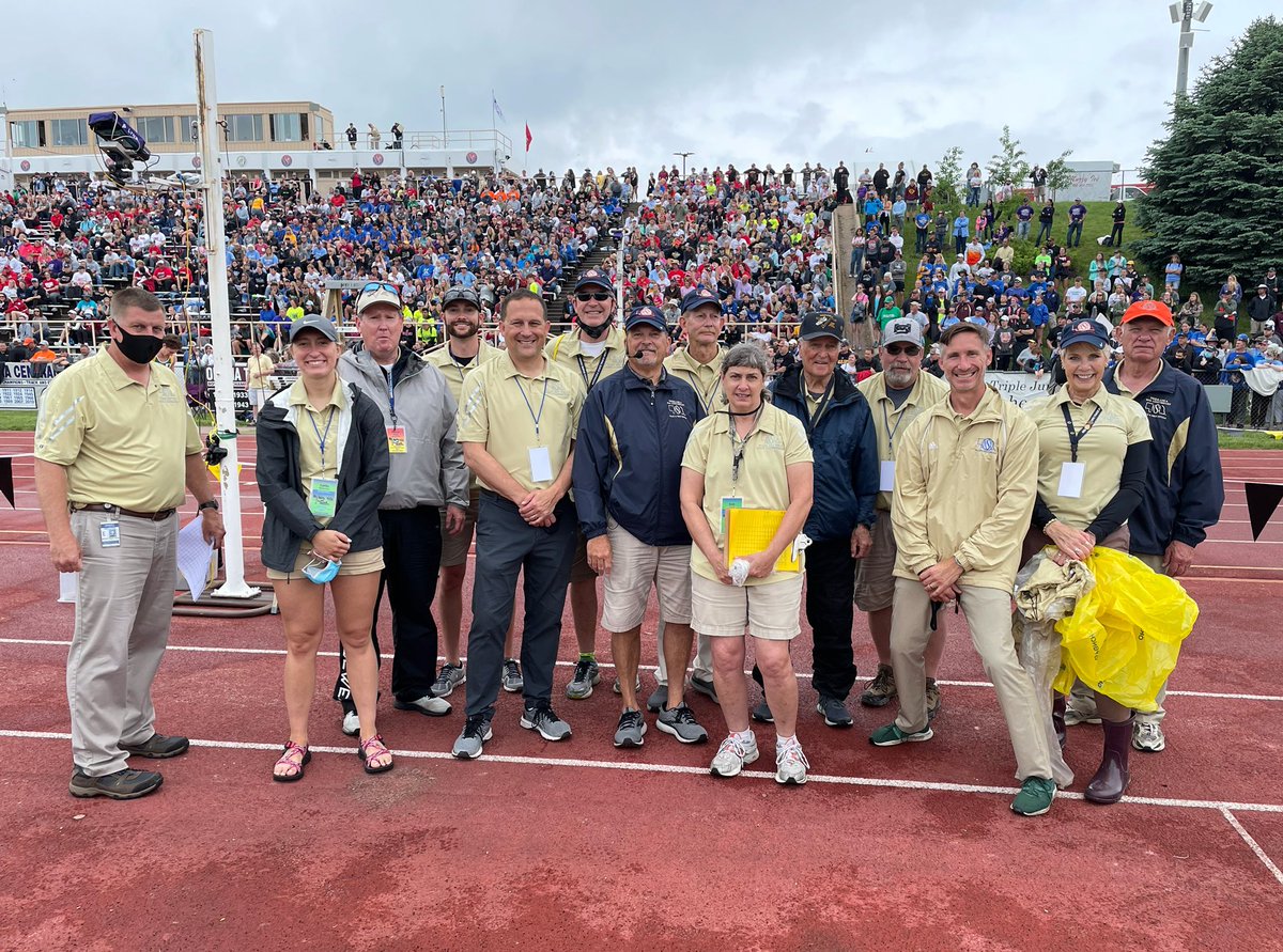 fhelmink's tweet image. Missed the Nebraska State Track Meet last year as it was cancelled. Happy to be back in 2021 working with this fine triple jump crew today and the rest of the week! Great to see our high school athletes competing and the stands packed full of fans! #nsaa