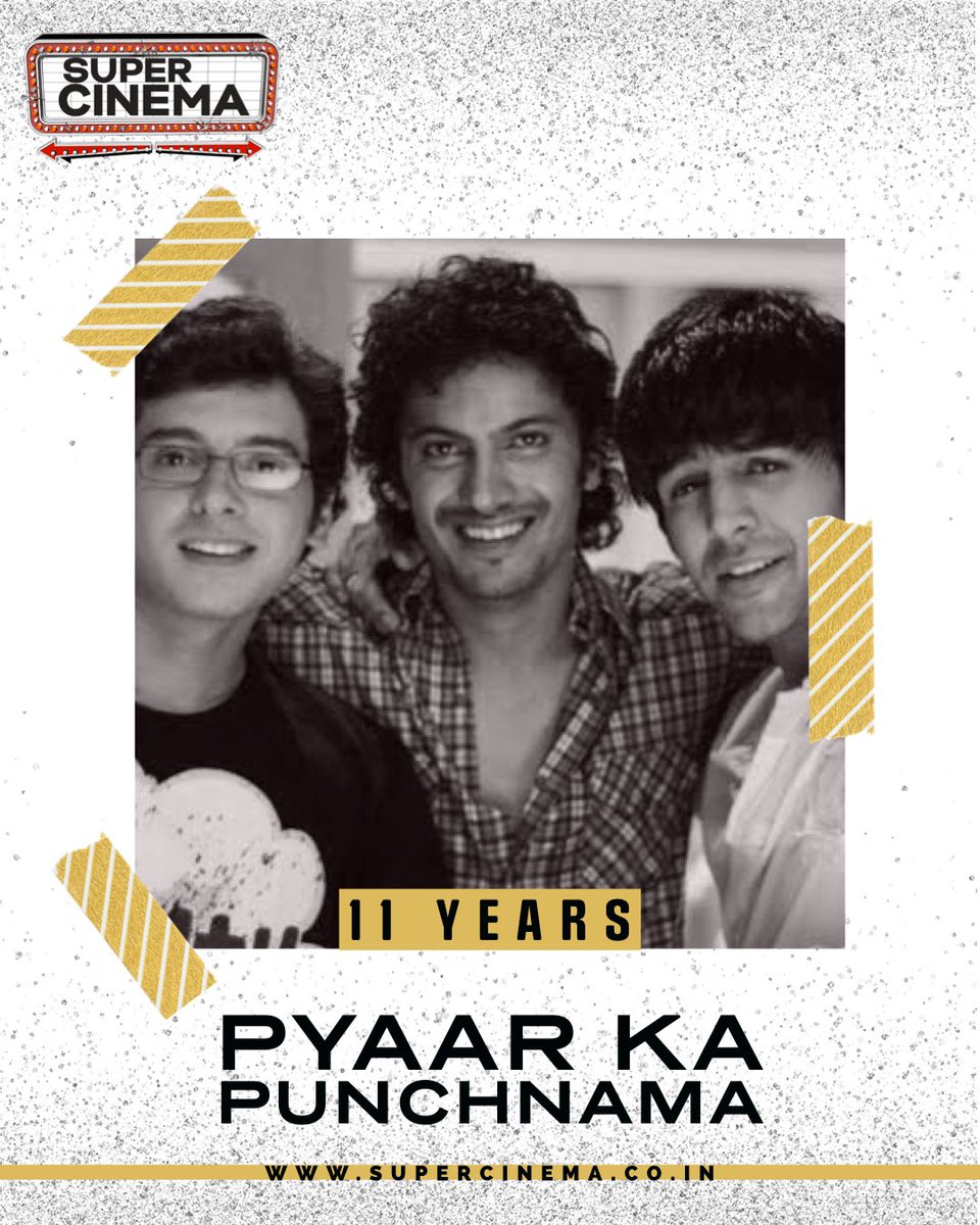 Celebrating 10 years of #PyaarKaPunchnama today! 

#KartikAaryan #DivyenduSharma #NushratBharucha #LuvRanjan #AbhishekPathak #10YearsOfPyaarKaPunchnama #SuperCinema