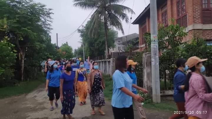 Mogaung's anti-dictatorship protesters continued their strike this morning. #May20Coup  #WhatsHappeningInMyanmar  #MindatIDPCamp