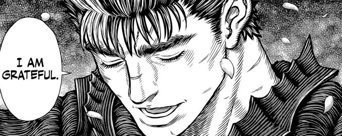 last Berserk tweet

when reading the manga, I saved a few of my favorite panels. My most favorite is Guts and Casca finally being happy....

Now I hope Kentaro Miura can be happy and at peace 