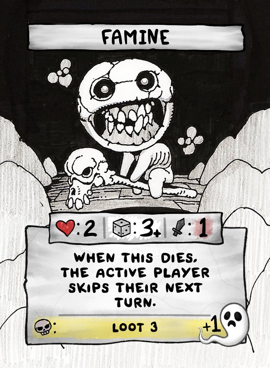 Famine from The Binding of Isaac! @edmundmcmillen asked me what I wanted to  draw for his giant card game expansion and I said gums and teeth would be  fun!  Love all