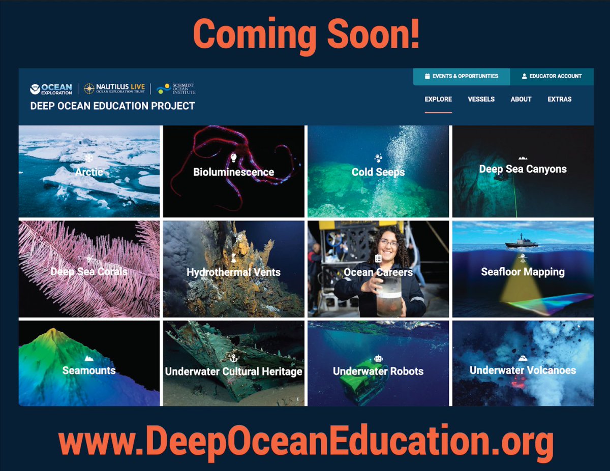 Looking for ocean science lessons and educational resources about deep-sea phenomena? This #WorldOceanDay, #NautilusLive is launching a new #DeepOceanEducation website in partnership with <a href="/SchmidtOcean/">Schmidt Ocean</a> and <a href="/oceanexplorer/">NOAA Ocean Exploration</a> that will make your search for ocean content much easier!