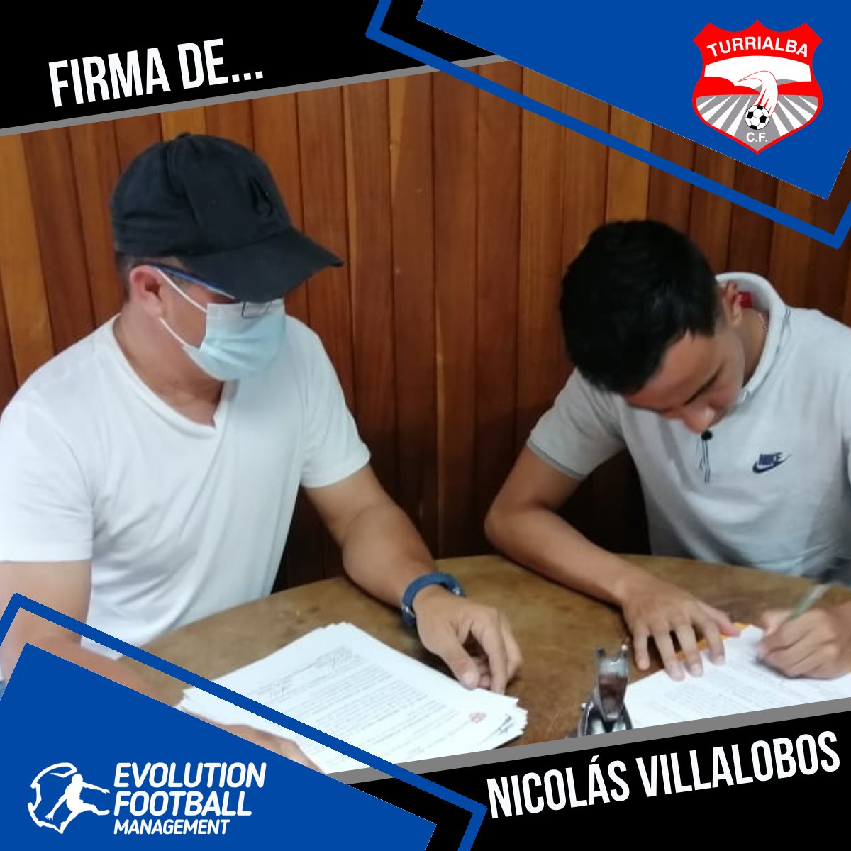 EvolutionFutbol's tweet photo. Nuestros futbolistas, Carlos Andrés Bernal, Diego Trujillo y Nicolás Villalobos, ya forman parte, oficialmente, de la A. D. Municipal Turrialba C. F., de la segunda división de Costa Rica. #EvolutionFM #EFM https://t.co/0CKpFR7KtP