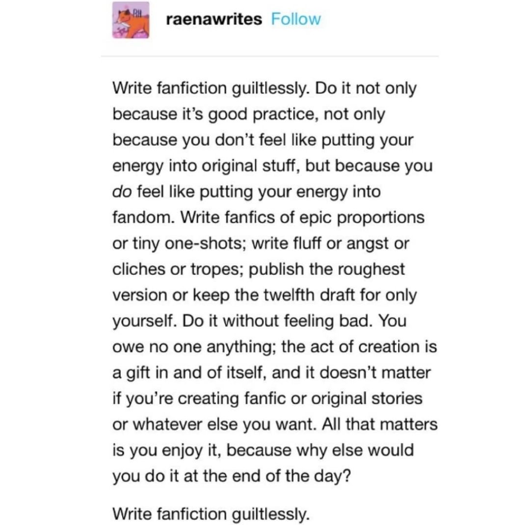 LOV3TK's tweet photo. Write fanfiction guiltlessly. https://t.co/F2UvGYXIrZ