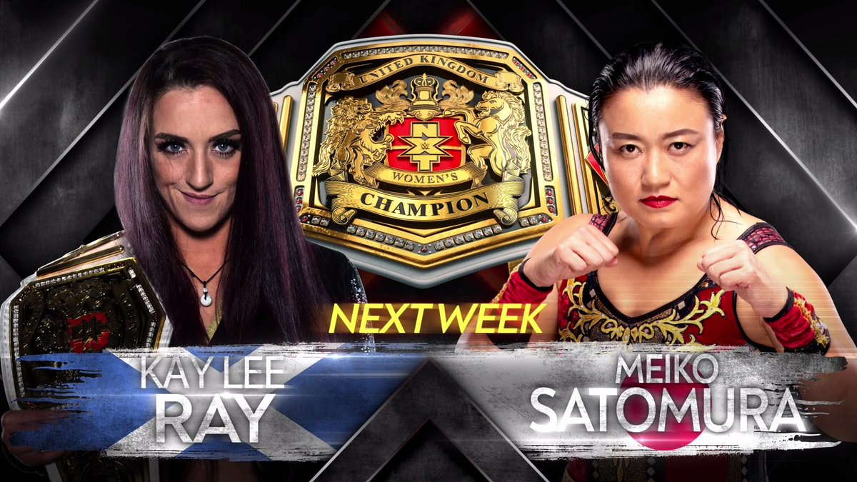NXTUK's tweet image. The showdown we've all been waiting for. @Kay_Lee_Ray defends against @satomurameiko in ONE WEEK! #NXTUK