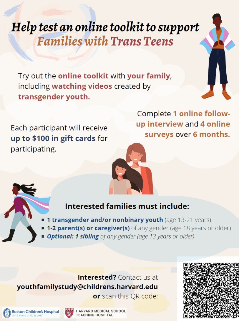 Check out this awesome opportunity through Harvard! Help test out this online toolkit for families with Trans Teens.

#trans #lgbt #pride # queer #lgbtq #wearelyg #youth #teen #family #health #gender #louprideky #kentuckianapride #harvardmedical #bostonschildren