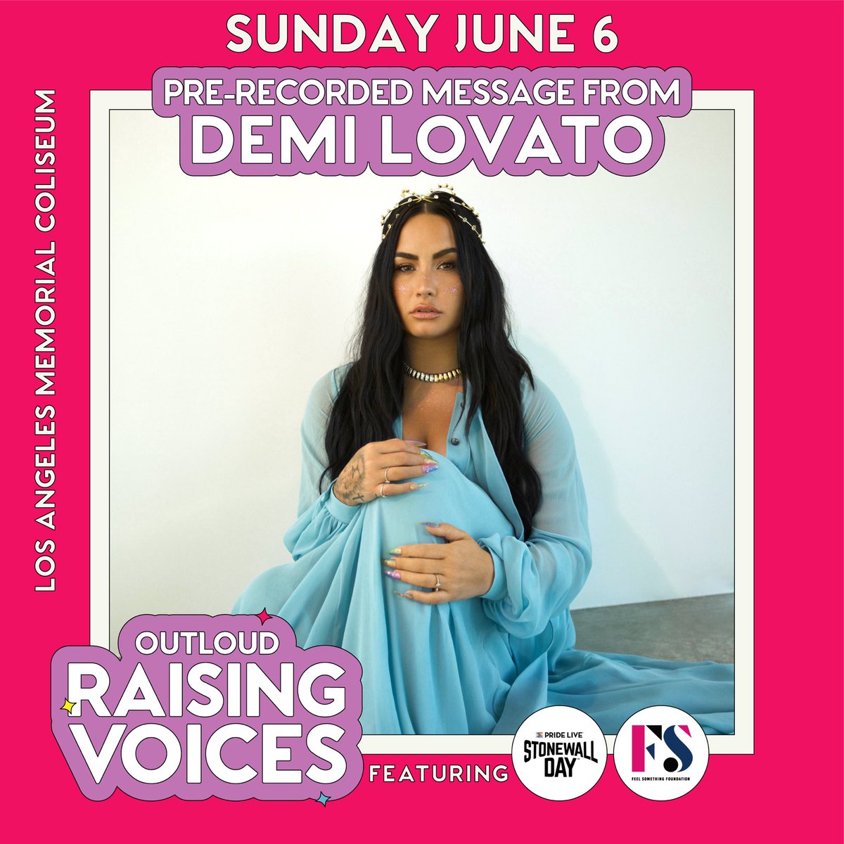 ddlovato's tweet photo. Proud to be a part of @REALPRIDELIVE's #StonewallDay curated by @adamlambert for his @FSFoundation_ ! 

Tune into @WeAre_OUTLOUD: Raising Voices LIVE concert on Sunday June 6th 💖💖💖 https://t.co/Z7tvt5WquX https://t.co/sVWjgm3P5x