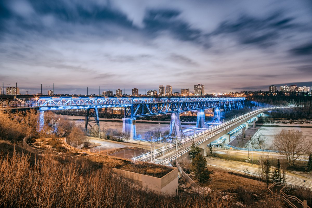 NAIT's tweet photo. Be sure to look over to the High Level Bridge on Friday night! The bridge will be lit up in NAIT colours to celebrate our grads and Convocation 2021. #Ookforlife #NAITGrad
Photo Credit: IQRemix
Creative Commons License: https://t.co/9jIYn5AFNt https://t.co/MDEhbDUY5U