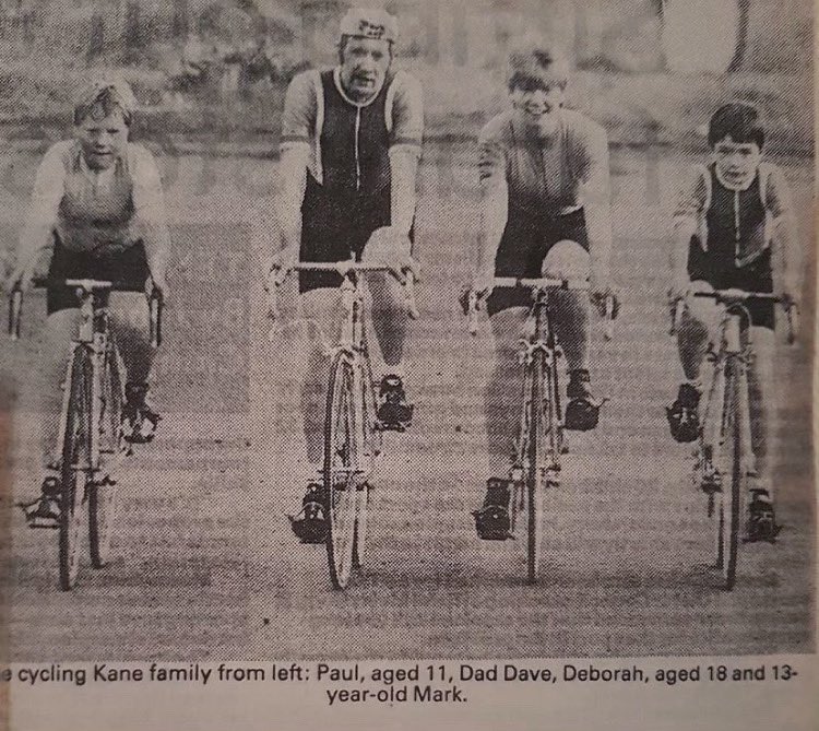 Kaner1972's tweet photo. On #WorldBicycleDay this is how it started. Following in the family footsteps. A @BelTel article back in early 80’s. This picture meant a lot back then but is priceless now... #cyclingfamily https://t.co/Ze9j45Da2l