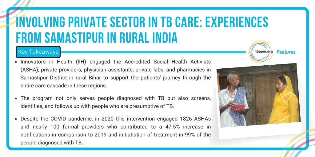 @IIHIndia has been actively transforming TB care in the Samastipur district of Bihar, India. This week on #TBPPMFeatures you can read about their initiative to engage private providers and ASHAs in the TB cascade of care Link to full article 👉tbppm.org/page/iih-samas…