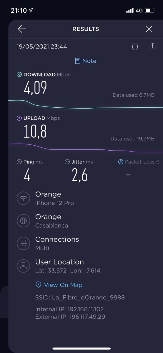 njoy__'s tweet photo. @OrangeMaroc ce n'est pas normal de faire un abonnement pour 100Mb et se retrouver avec ces débits et impossible de joindre le 121 https://t.co/IFkmH2NCv3