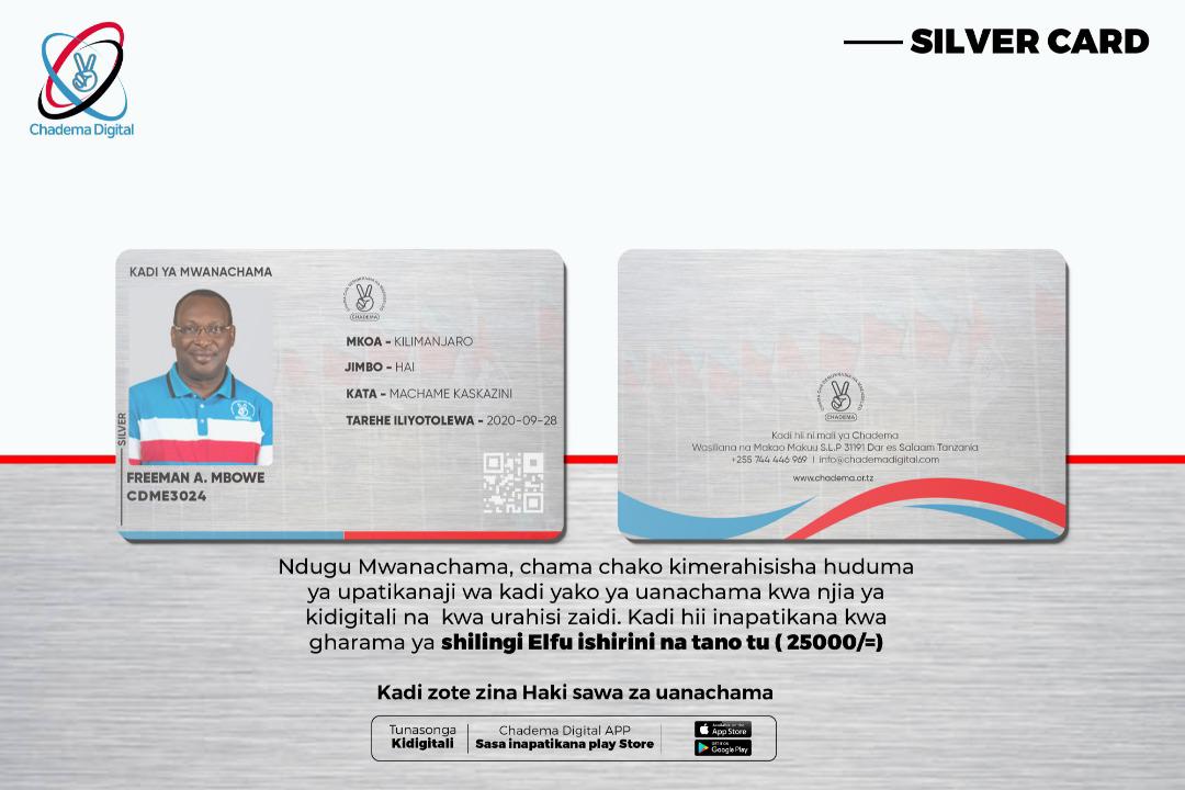 Ntobi_'s tweet photo. Sikia, kama Wanachama wa @ChademaTz 1,000,000. Tukilipa #AdaYaUanachama kwa kutaka #SilverCard kwa Tsh 25K. Chama kitapata 25B kwa Mwaka. #HatutakiRuzuku  #TunasongaKidigitali kwa #NguvuYaUmma. Msitue na mwenzio. https://t.co/gaZnpEUzgp