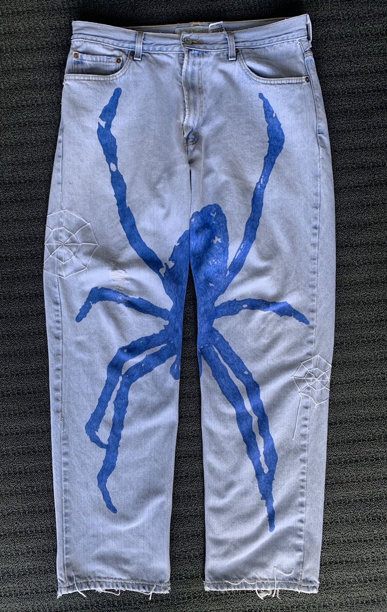 xanderoutthere's tweet photo. arachnid web jeans 🕷🕸 https://t.co/Wphx9eOVTd