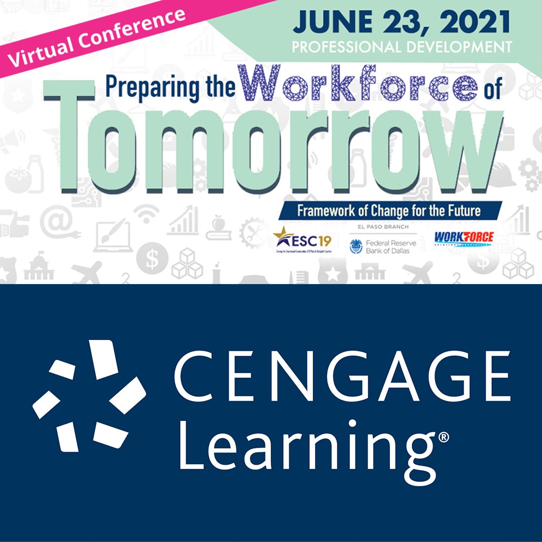 ESCRegion19's tweet image. We are excited to announce that Cengage Learning is a proud sponsor of our 2021 Preparing the Workforce of Tomorrow CTE Conference!

Stay tuned as we announce more of our amazing sponsors!

Visit our conference webpage:

esc19.net/Page/201

#CengageLearning #IHeartCTE #WeR19