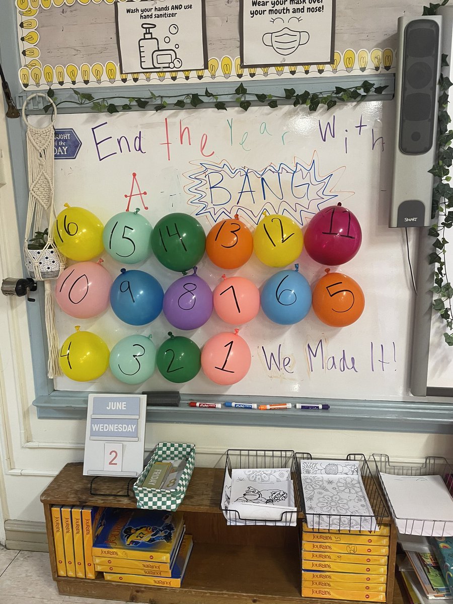 Miss_Manno's tweet photo. Started room 11’s End of the Year countdown! Time to finish strong! I can’t believe my first year is already coming to an end! https://t.co/FIqOrT2pUs