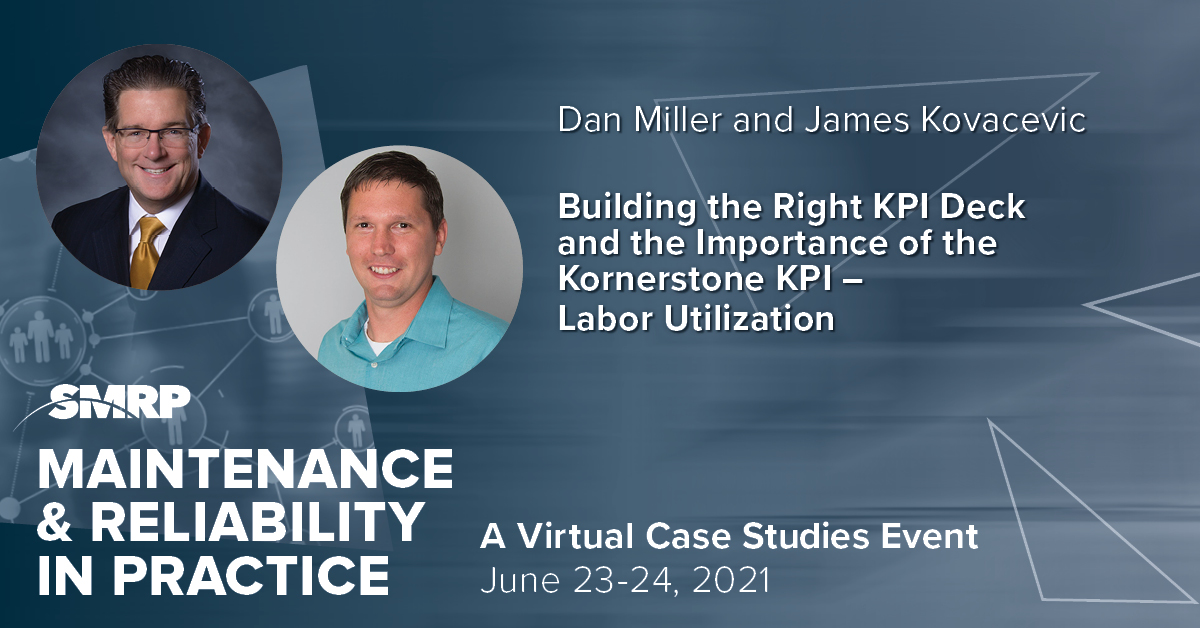 We're excited to be joining Dan Miller of Global Water Resources at the SMRP Case Study Event. Hear Dan and James present, "Building the Right KPI Deck and the Importance of the Kornerstone KPI - Labor Utilization."

#reliability #manufacturing #KPI 

bit.ly/3fL10pW
