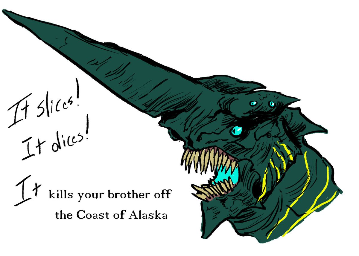 MekaGojira3k's tweet photo. Kaijune 2021 Day 3 - Knifehead! #kaijune #kaijune2021 #kaijunerenaissance #pacificrim #knifehead #kaiju #monster #cartoon #doodle #art https://t.co/JXoK4SoWXs
