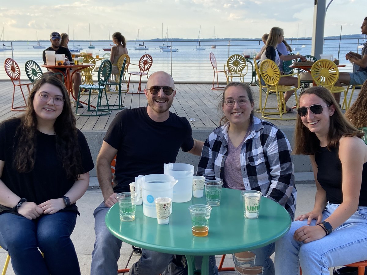 FeverLab's tweet photo. The Bailey Laboratory's first Lab Meeting at the UW Memorial Union Terrace with @lilwilsizzle @KylieNennig and T. Shaw! https://t.co/0gID8oU3RX